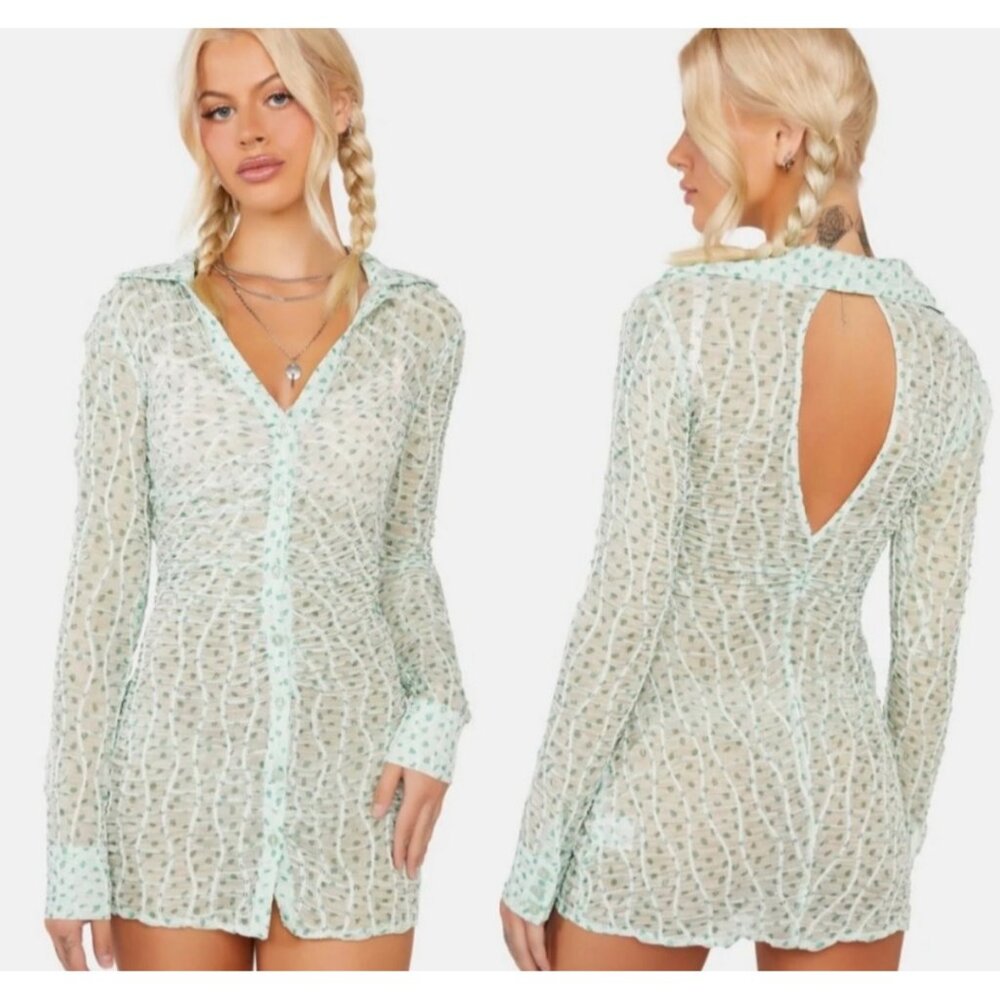 For Love & Lemons Drea Long Sleeve Mini Dress NWT Small